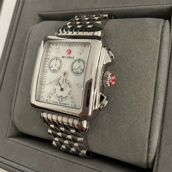 Michele Deco Diamond Stainless Steel Watch main image 8